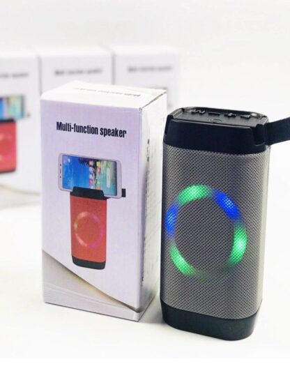 Portable Bluetooth Speaker with Led Light - USB TFT card 1 Speaker build in. Mobile Holder- Color Silver