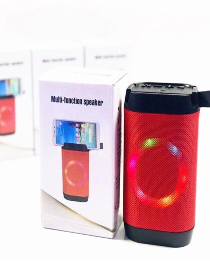 Portable Bluetooth Speaker with Led Light - USB TFT card 1 Speaker build in. Mobile Holder- Color Red