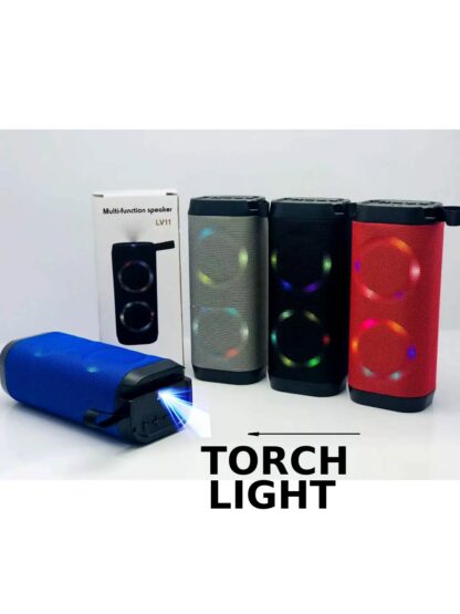 Portable Bluetooth Speaker with Led Light - USB TFT card MIC port FLASH TORCH LED 2 SPeaker build in - Color Silver Red Black Blue