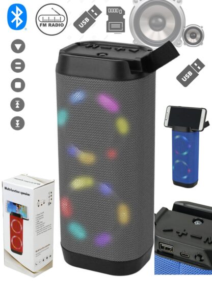 Portable Bluetooth Speaker with Led Light - USB TFT card MIC port FLASH TORCH LED 2 SPeaker build in