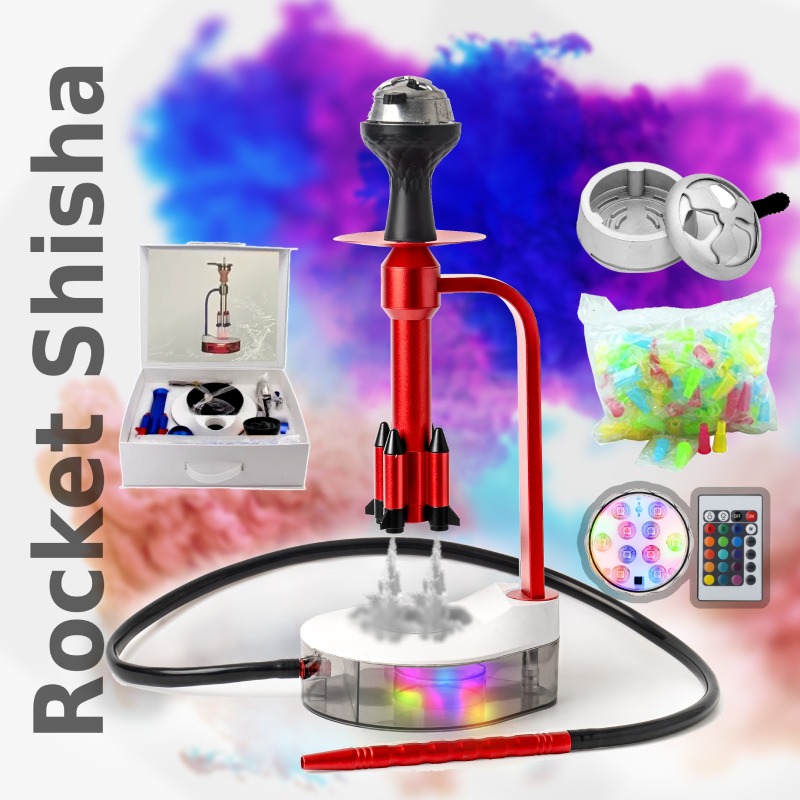 Rocket Shisha Red with Accessories kaloud mouth tips led light