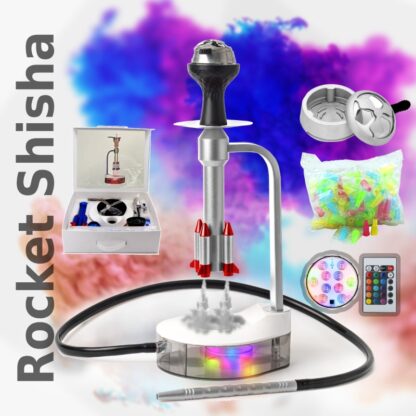 Rocket Shisha Silver with Accessories kaloud mouth tips led light