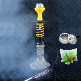 Spring hookah Black with yellow mini Glass transparent