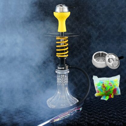 Spring hookah Black with yellow mini Glass transparent