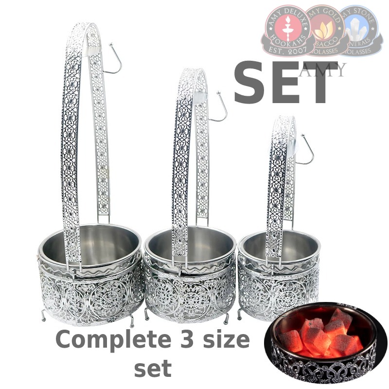 Charcoal Holder SET 3 pcs charcoal basket holder for Shisha / Hookah AMY DELUXE CYPRUS