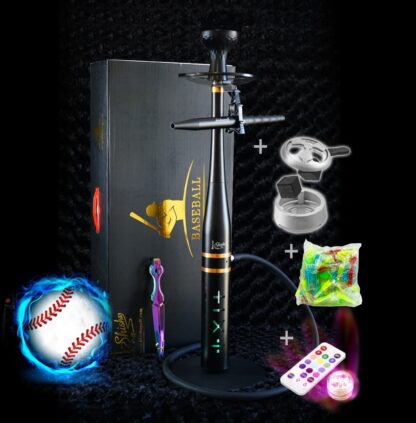 Shisha baseball - Hookah Sport Fashion . Game narghile in Cyprus with LED Light remote control Kaloud and Mouth Tips - Color Black